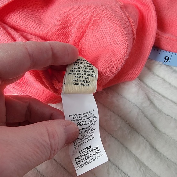 L.L.Bean Women’s Petite Small Hoodie Coral Pink Zip Up 100% Organic Cotton - Picture 10 of 10